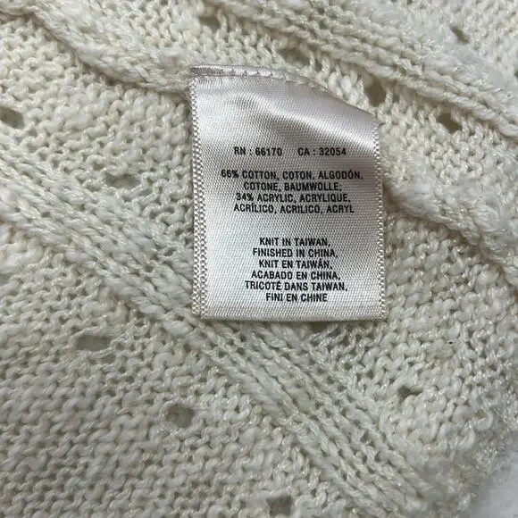 Anthropologie Moth knit cream cotton blend open front cardigan M - Picture 8 of 8